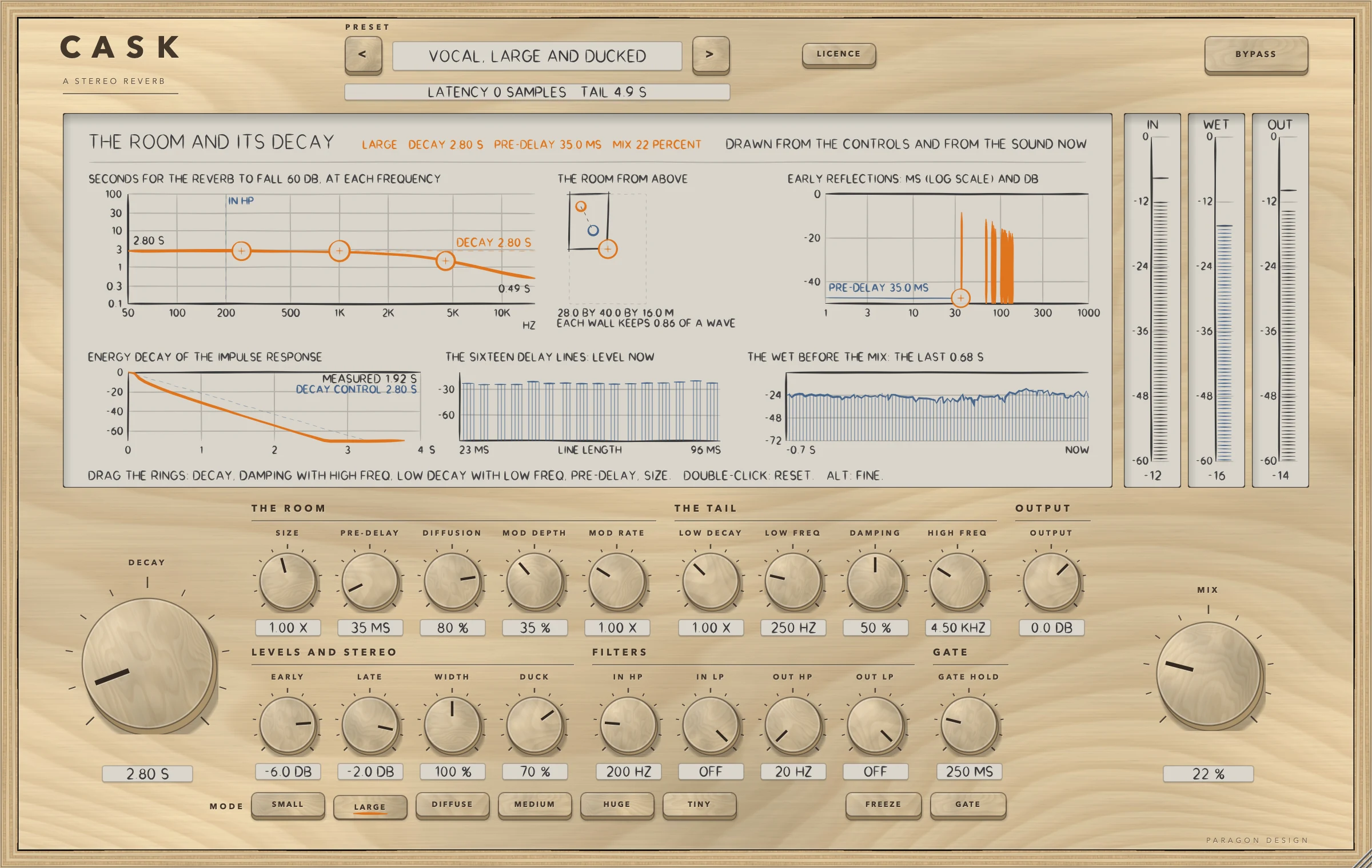 CASK: DUCK at work: the reverb turned down while the input is loud