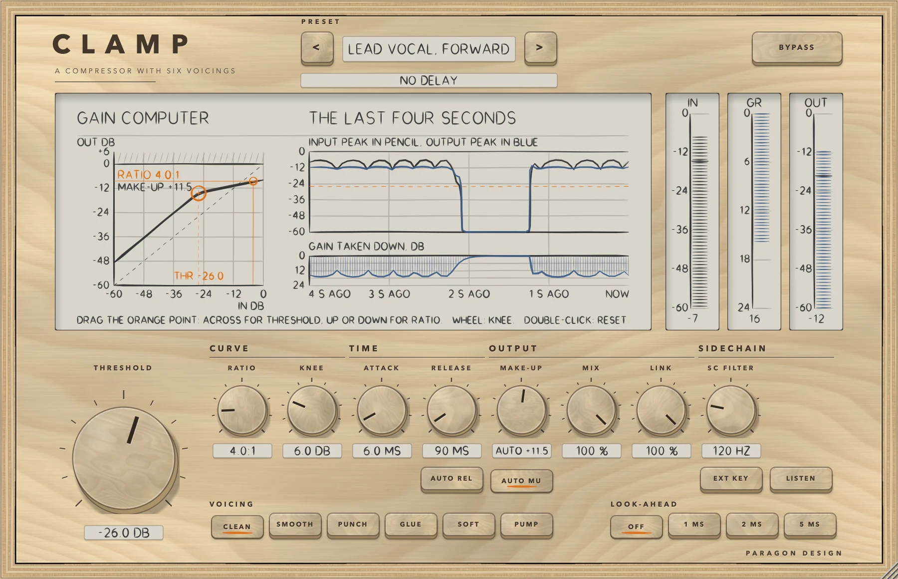 CLAMP: Heavy reduction on a test programme, Lead Vocal, Forward preset