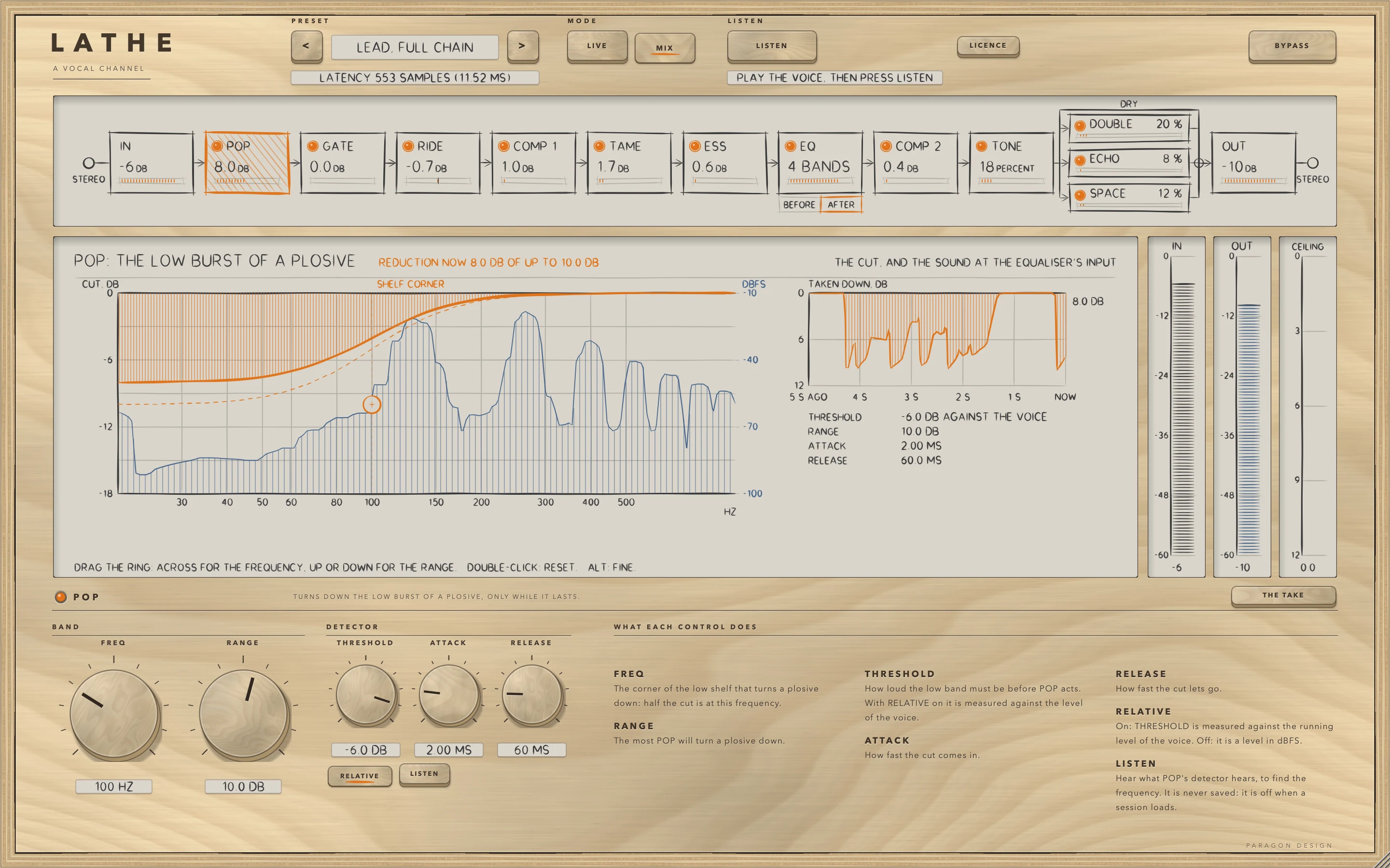 LATHE: POP: the low burst of a plosive