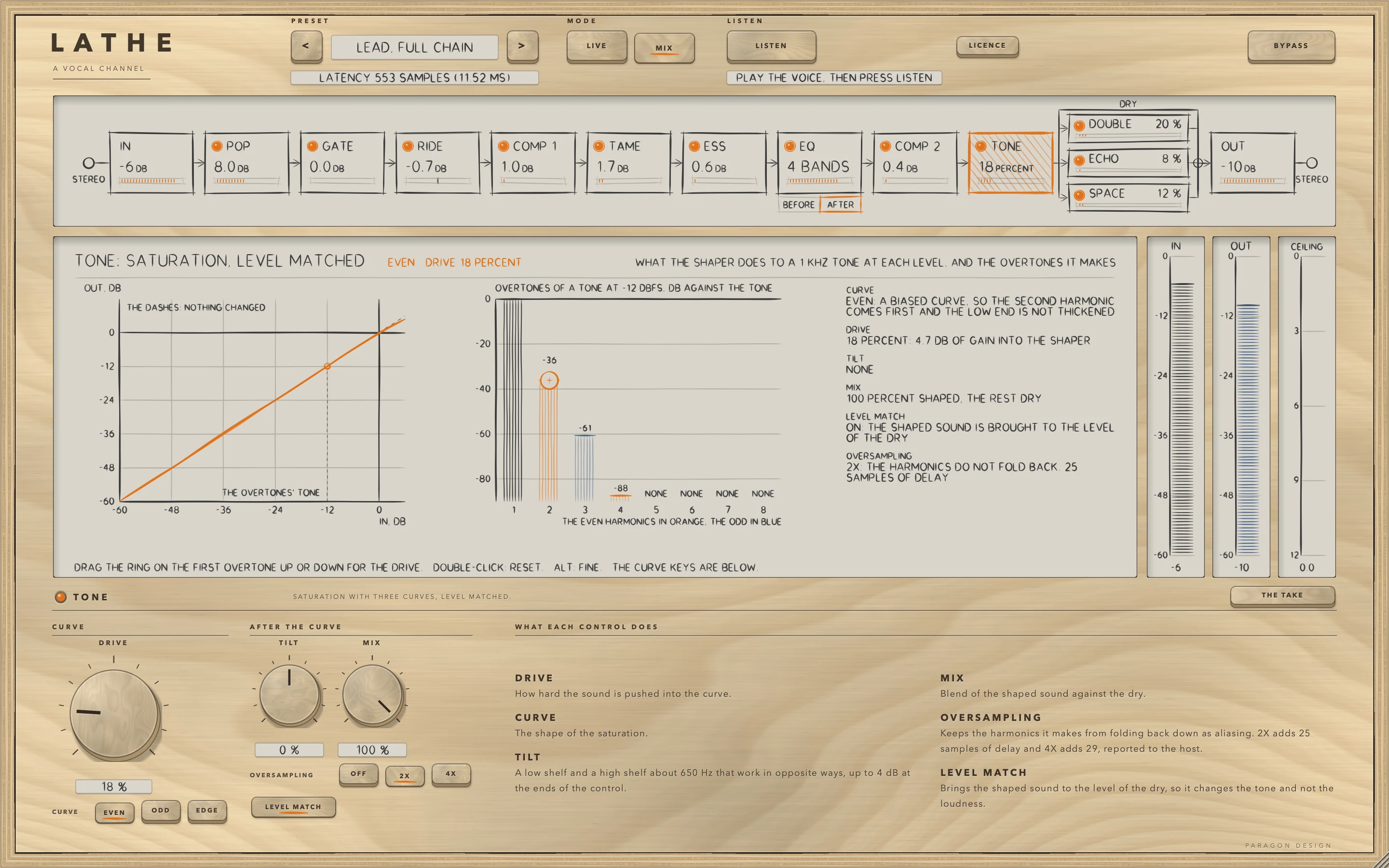 LATHE: TONE: saturation, level matched