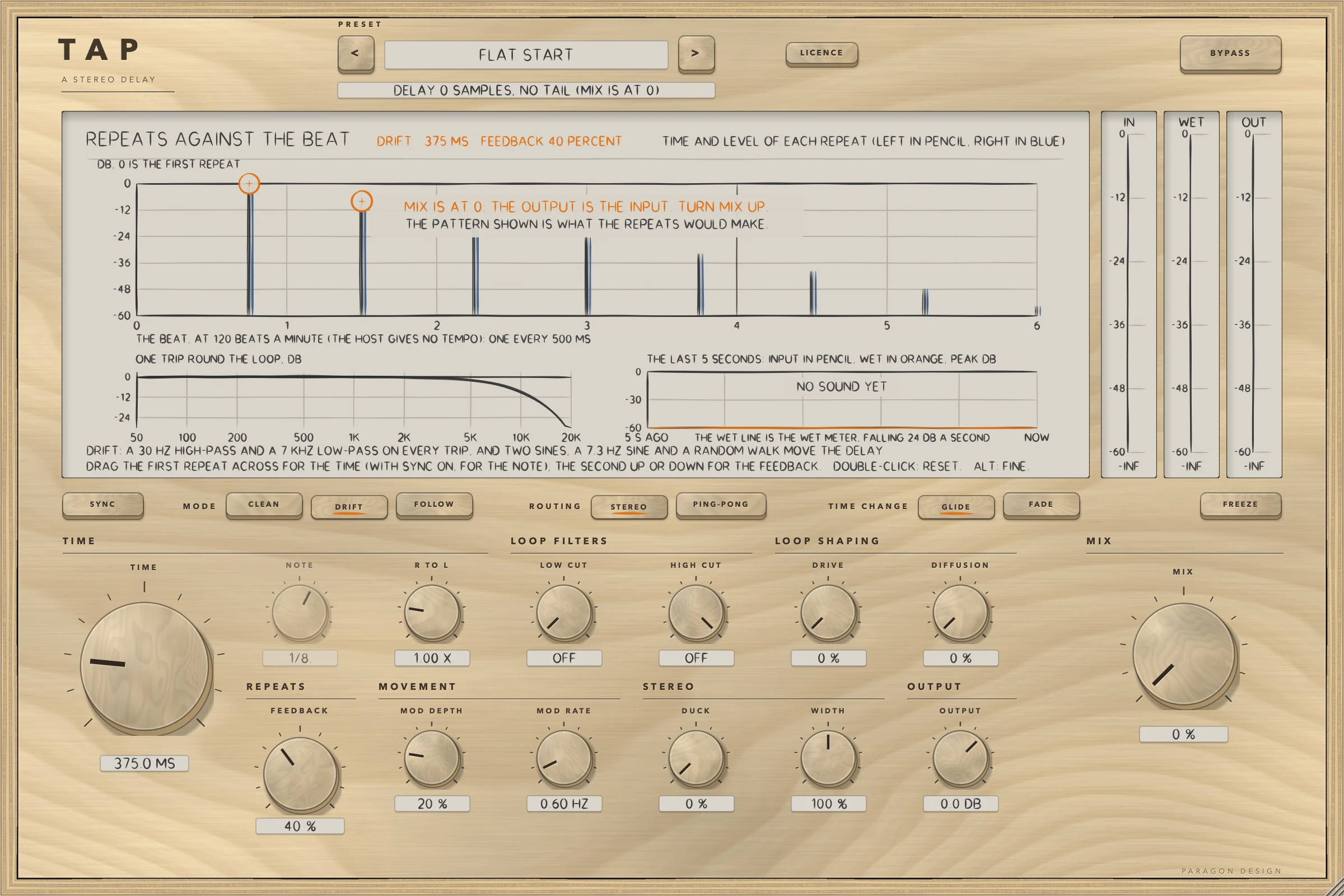 TAP: Flat Start with no sound: MIX is at 0 and the output is the input