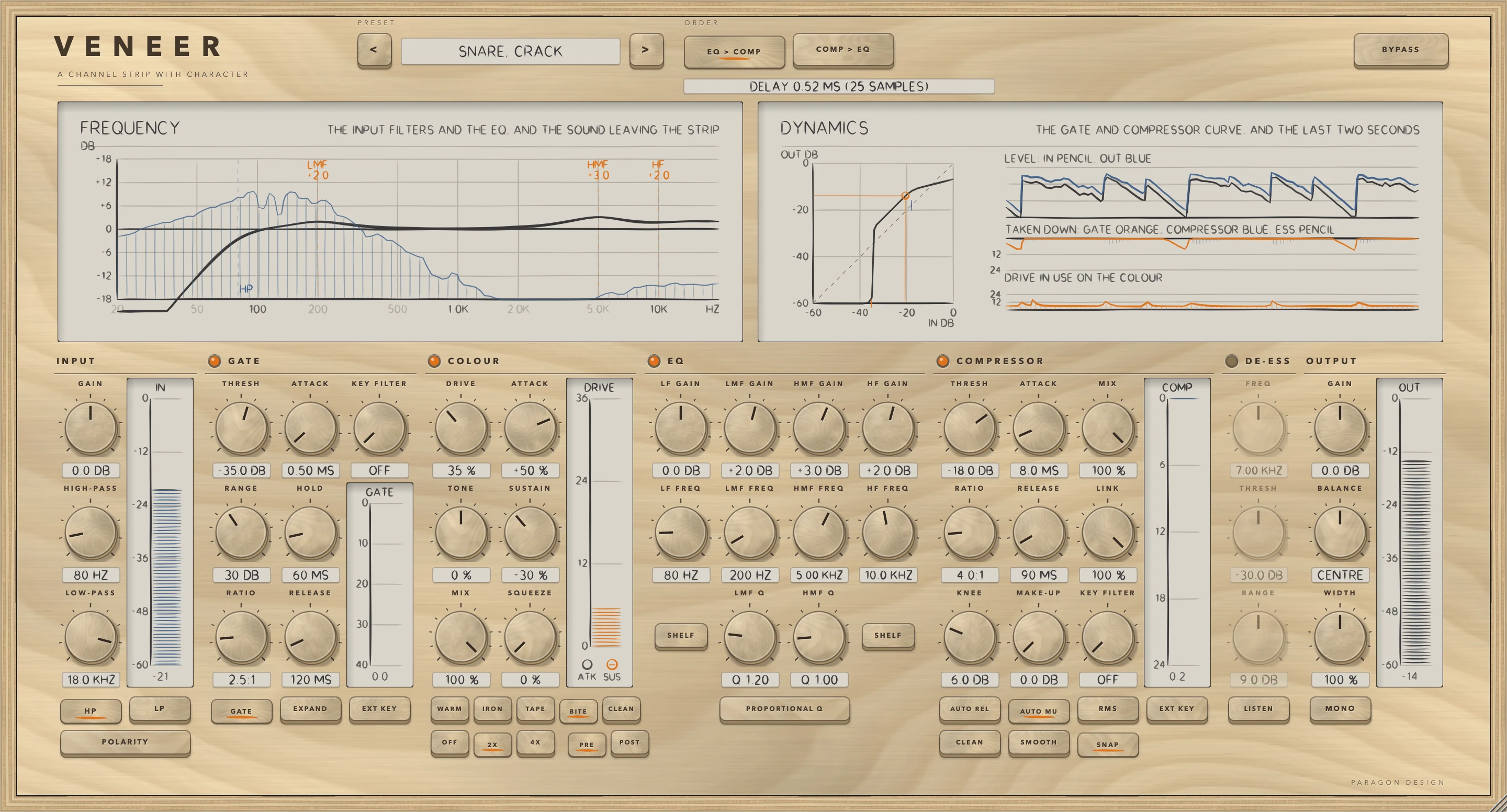 VENEER: A drum loop through the Snare, Crack preset